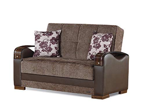 Brown Convertible Sofa Bed with Storage Space Includes 2 Pillows U660