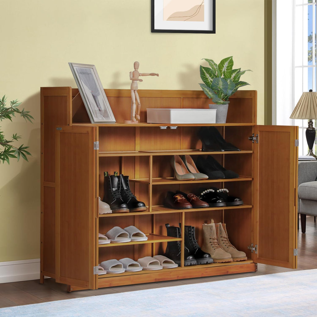 5 Tier Bamboo Shoe Cabinet with Doors J305
