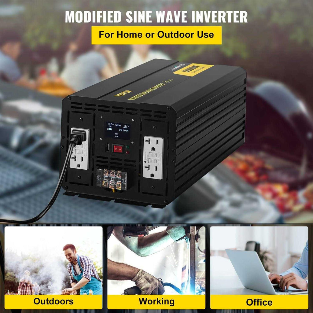 5000W Modified Sine Wave Power Inverter DC 12V to AC 110V with LCD Display O25754