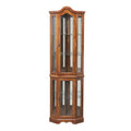 Floor Standing Wood Corner China Cabinet with Glass Shelves A11323