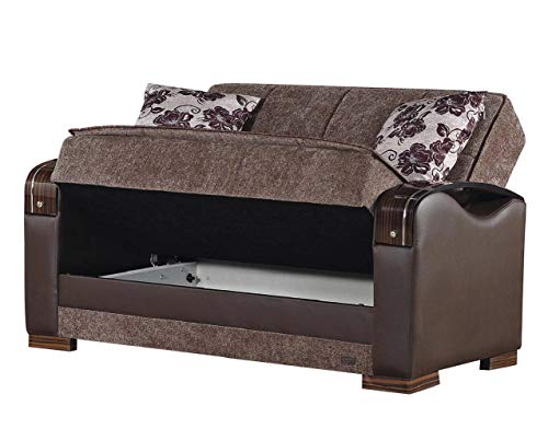 Brown Convertible Sofa Bed with Storage Space Includes 2 Pillows U660
