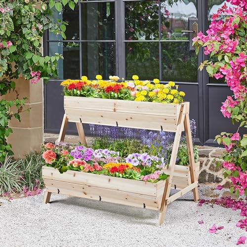 3 Tiers Elevated Wooden Raised Garden Bed with Legs L541