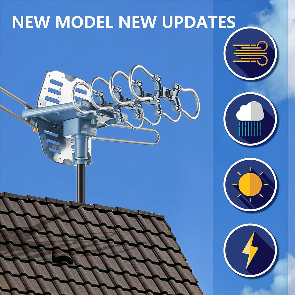 60FT RG6 Coaxial Cable Digital Outdoor Antenna F777