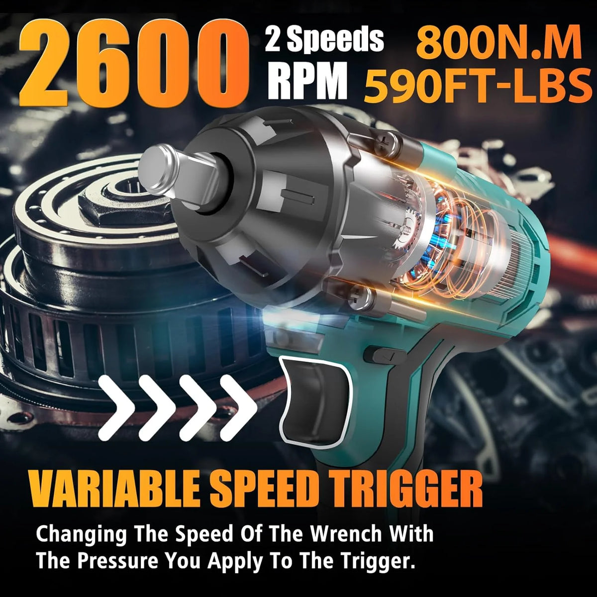 1000Nm Cordless Impact Wrench with 2X 4.0Ah Batteries S859829
