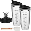 2 24oz Blender Cups with To-Go Lids and 7-Fins Extractor Blade J4606