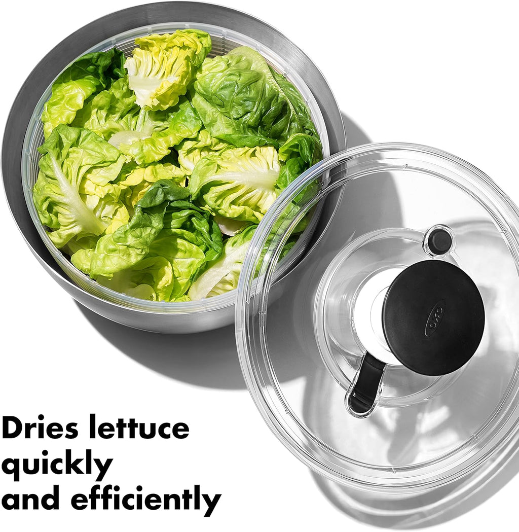 6.34 Qt Stainless Steel Salad Spinner J842945