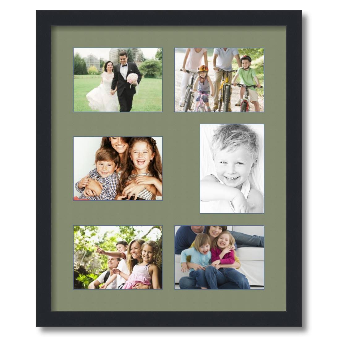 Satin Black Collage Picture Frame with 6 Openings for 5x7 Photos Z516034