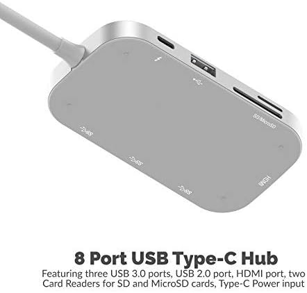 8-in-1 USB Type-C Hub with HDMI 4K, 3 USB 3.0 Ports, SD/MicroSD Card Reader I493887