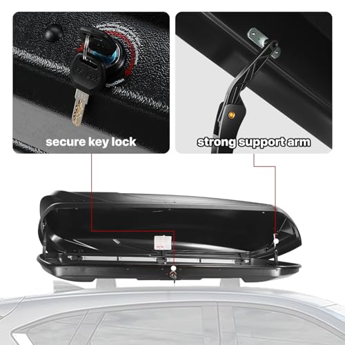 Rooftop Cargo Box Carrier Car Top Storage Case, 110 Lbs, 53" L x 34" W x 15" H, 11 17 Cubic Ft., Textured Black Q85620