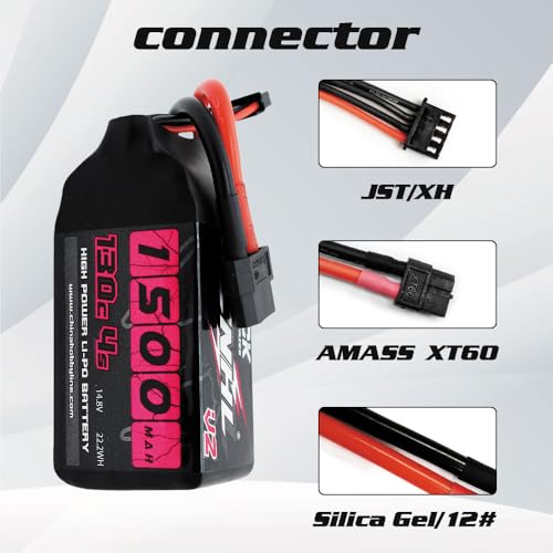 1500mAh 130C 4S Lipo Battery 14.8V with XT60 Plug (2 Packs) D190