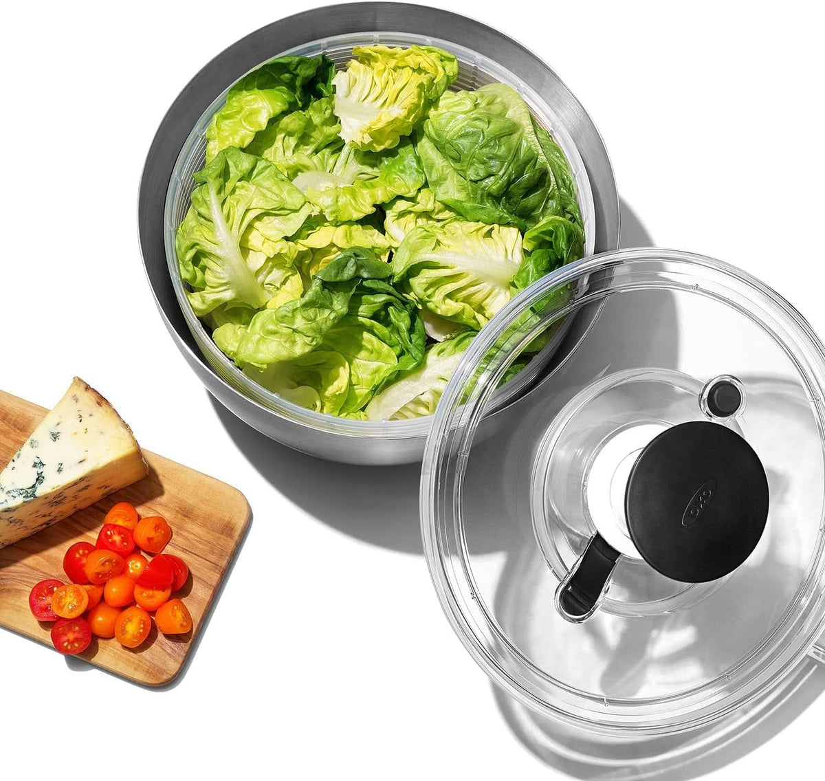 6.34 Qt Stainless Steel Salad Spinner J842945