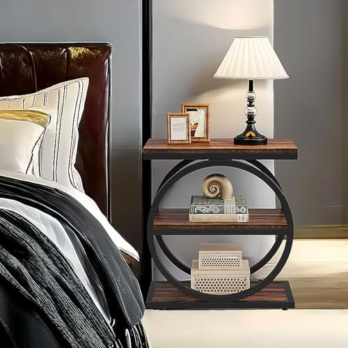 3-Tier Narrow Wood Side Table with Storage L121889