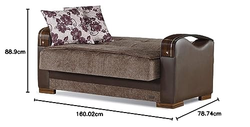 Brown Convertible Sofa Bed with Storage Space Includes 2 Pillows U660