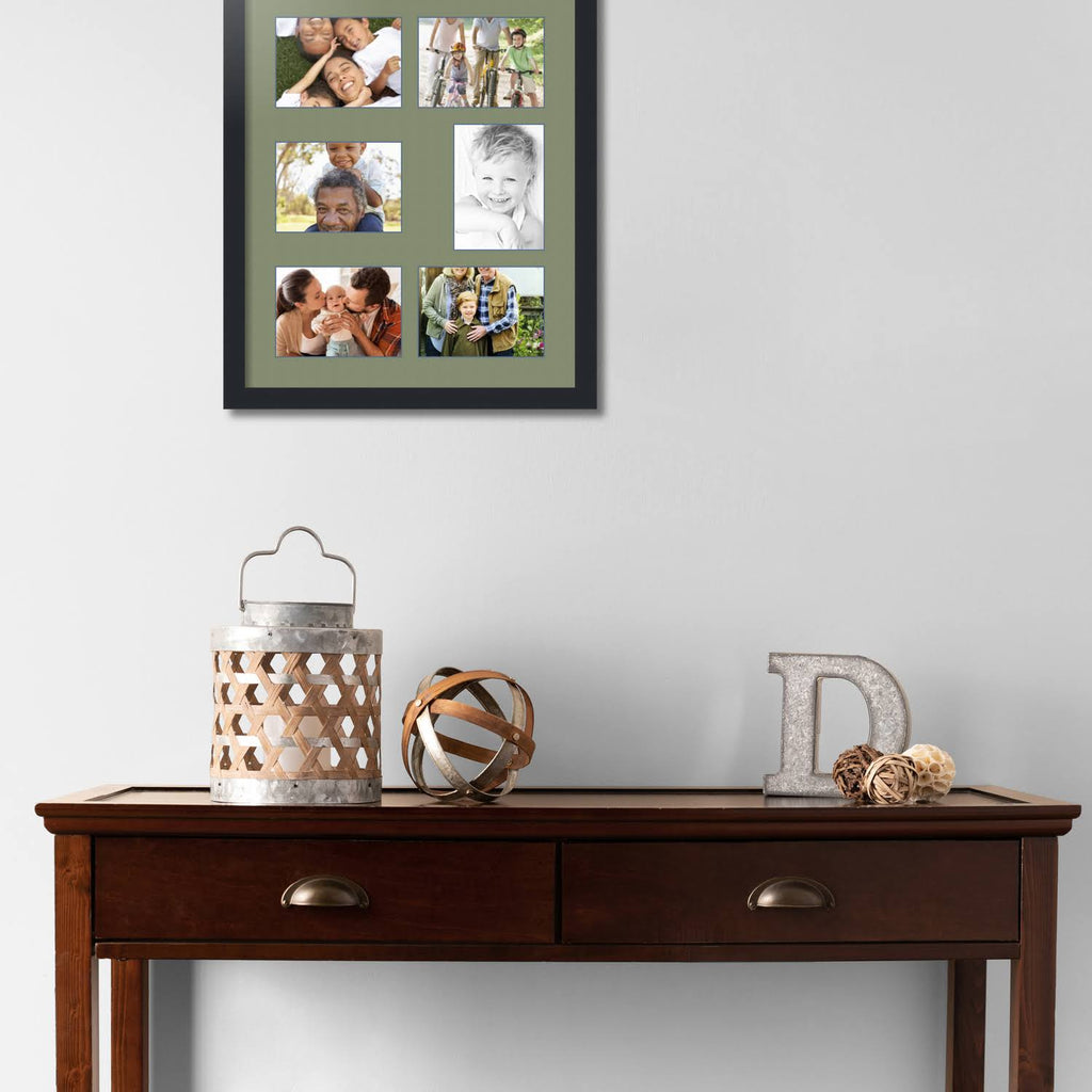 Satin Black Collage Picture Frame with 6 Openings for 5x7 Photos Z516034