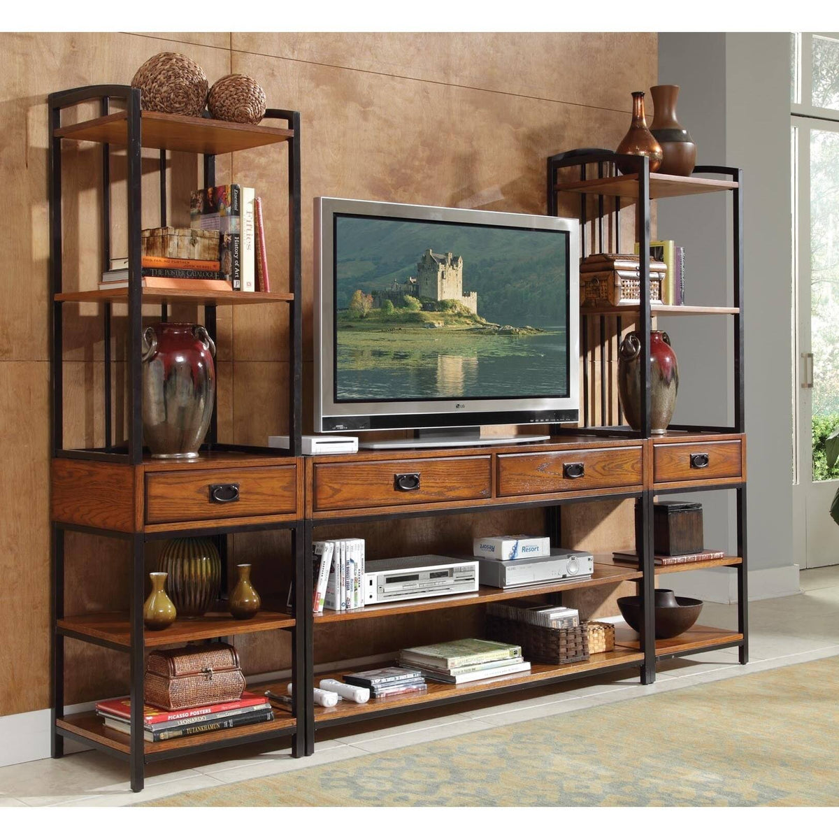 Distressed Oak 3-piece Media Center A164673