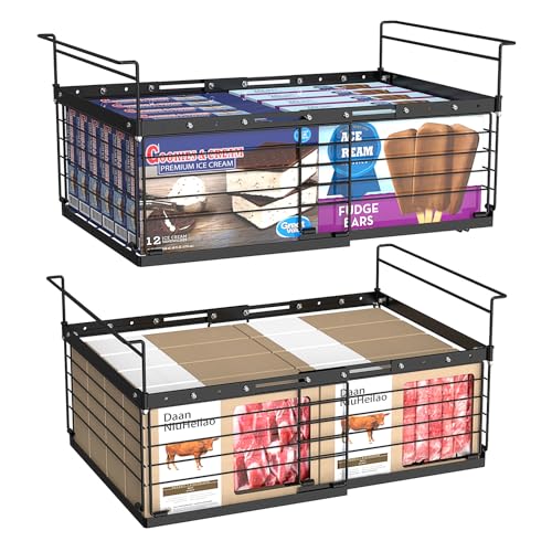 2 Pack Expandable Metal Freezer Baskets Black X662565
