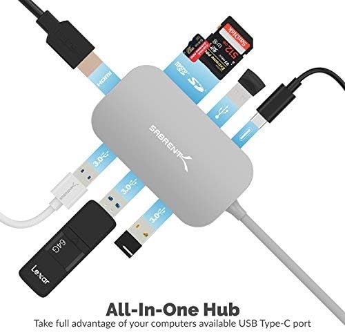 8-in-1 USB Type-C Hub with HDMI 4K, 3 USB 3.0 Ports, SD/MicroSD Card Reader I493887