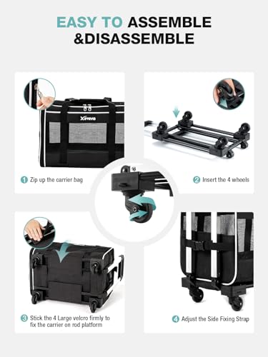 Black Rolling Pet Carrier with Wheels L8487