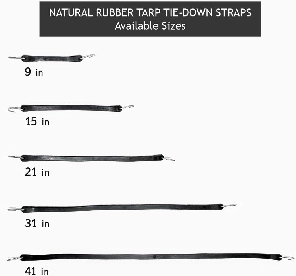 50 Pack Natural Rubber Tarp Straps with Metal S-Hooks Q819