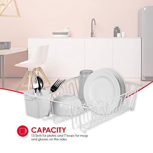 Black Vinyl Coated Wire Dish Drying Rack with Square Utensil Holder Z900934