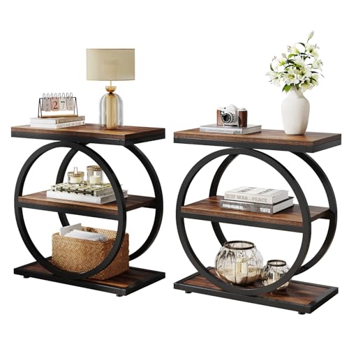 3-Tier Narrow Wood Side Table with Storage L121889