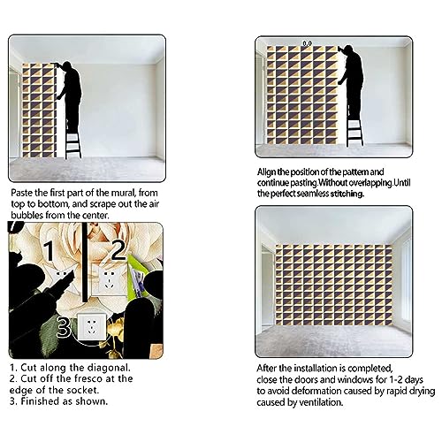 Brown Wall Sticker Geometry Lattice Line Wallpaper 118" X 110" N8236