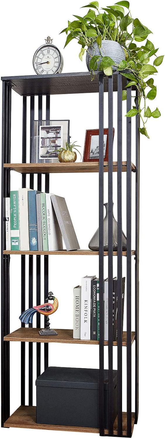 4-Tier Wood and Metal Bookshelf O12201