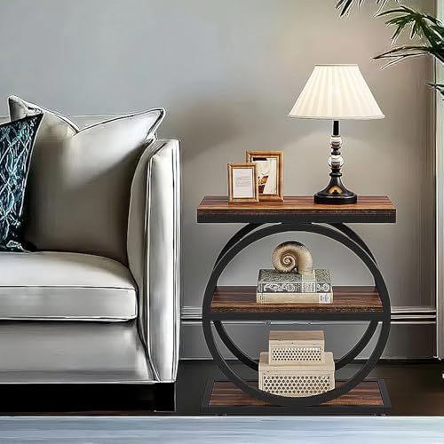 3-Tier Narrow Wood Side Table with Storage L121889