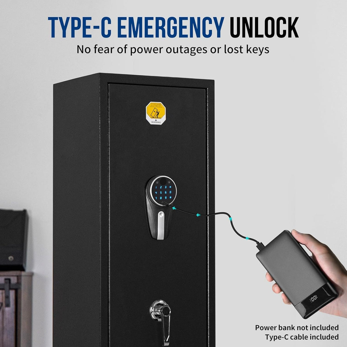 6 Long Gun Safe with Keys Keypad Wall Mount R394