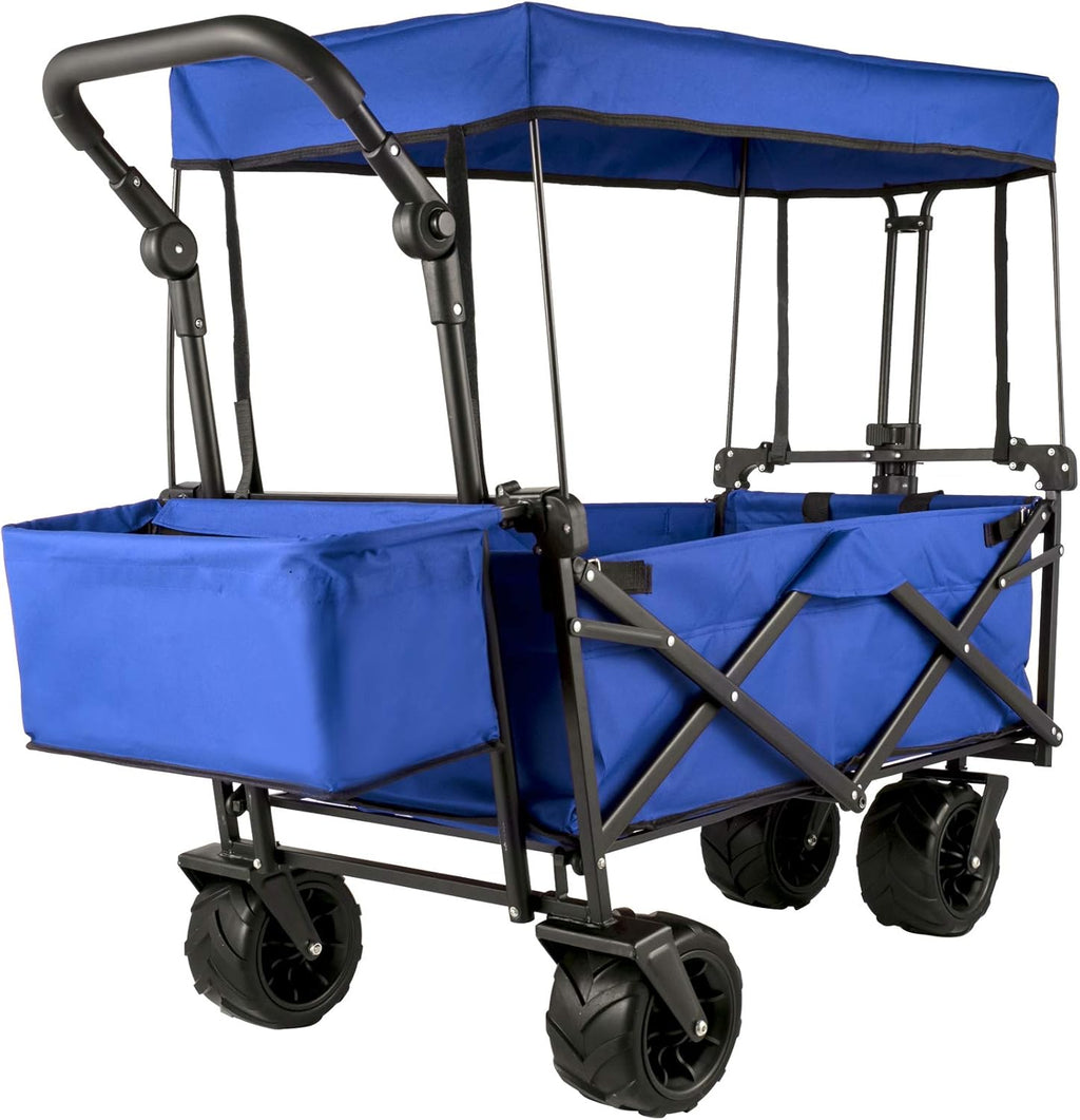Extra Large Collapsible Garden Cart with Removable Canopy, Black S20093