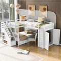 Espresso Wood Twin-Over-Full Triple Bunk Beds with Stairs, Desk, Wardrobe, Storage, Shelves and Drawers R891