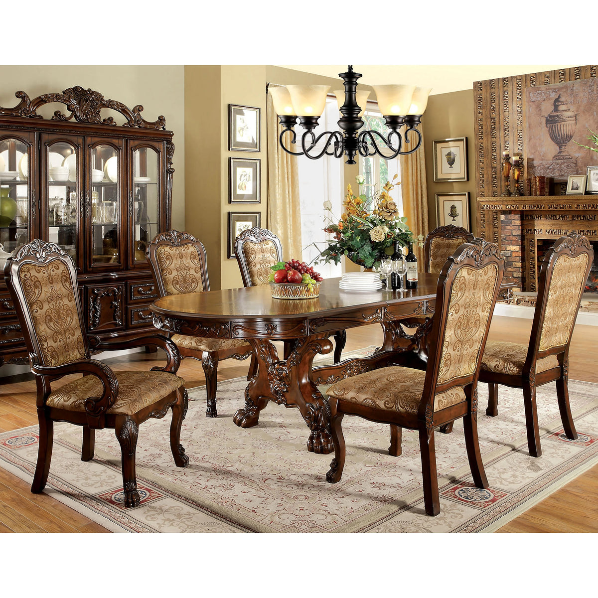 Cherry Solid Wood 7-Piece Dining Table Set K75899