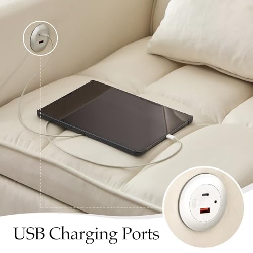 Light Grey Velvet Convertible Sleeper Sofa Couch Bed with USB O49238