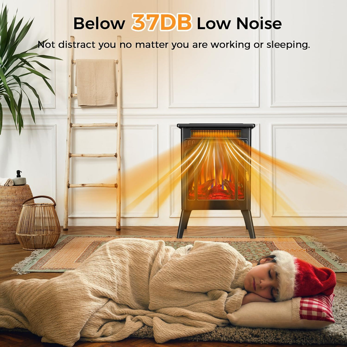 Electric Fireplace Stove, 1500W, 17" Infrared Heater, Remote Control, 8H Timer Y855071