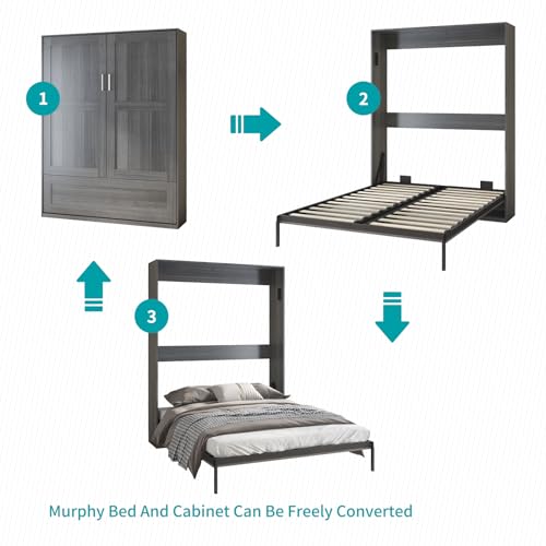 White Large Murphy Bed Cabinet E645414