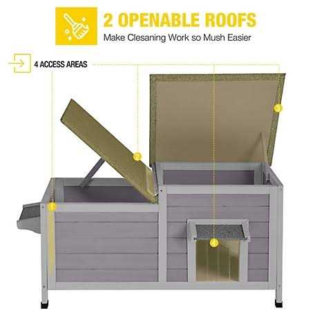 Feral Cat Shelter 2-Room Outdoor Cat House R1746