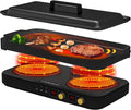 Induction Cooktop 2 Burner with Removable Iron Cast Griddle Pan Non-stick S951