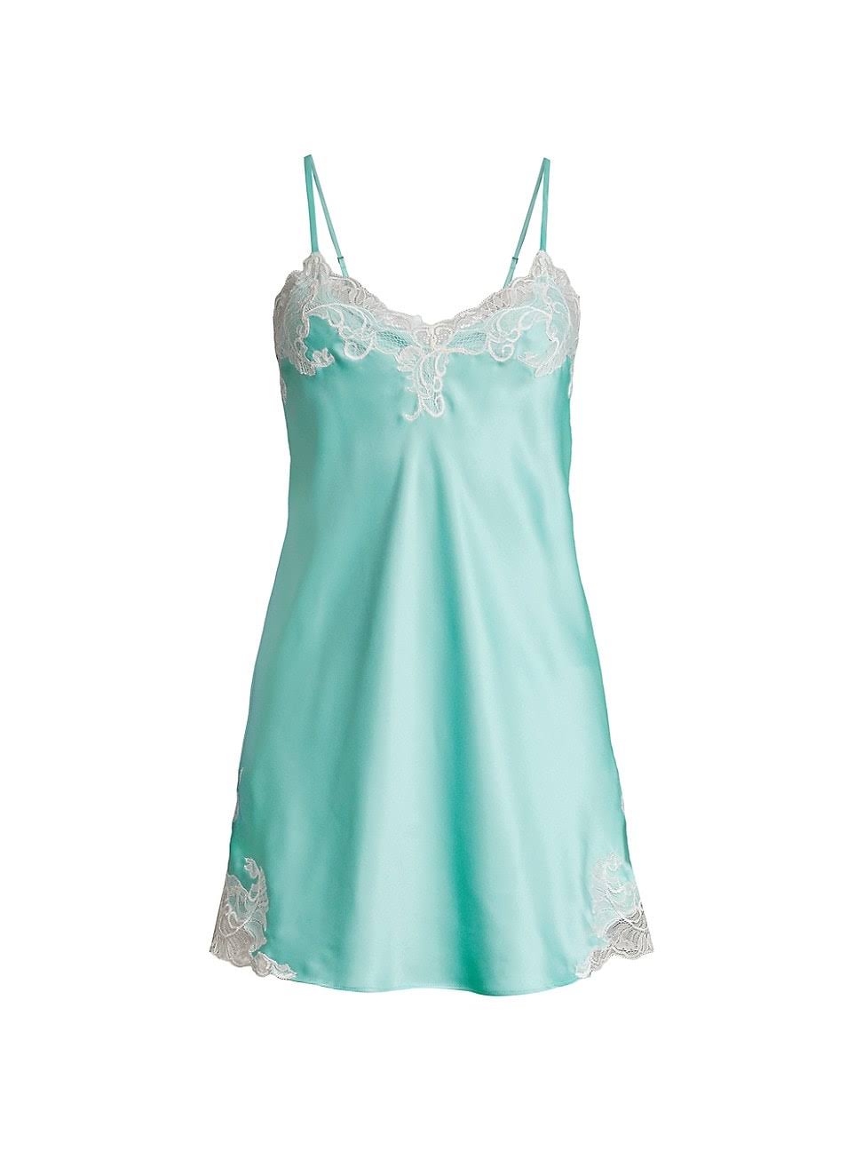 Satin and Lace V-Neck Sleeveless Chemise V45071