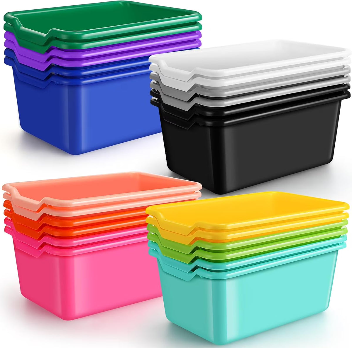 24 Pcs Plastic Stackable Storage Bins Assorted Colors D36619