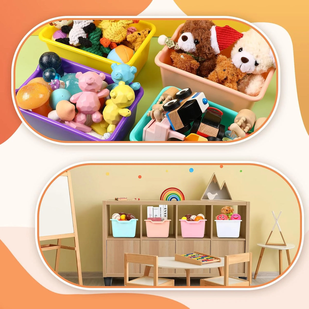 24 Pcs Plastic Stackable Storage Bins Assorted Colors D36619