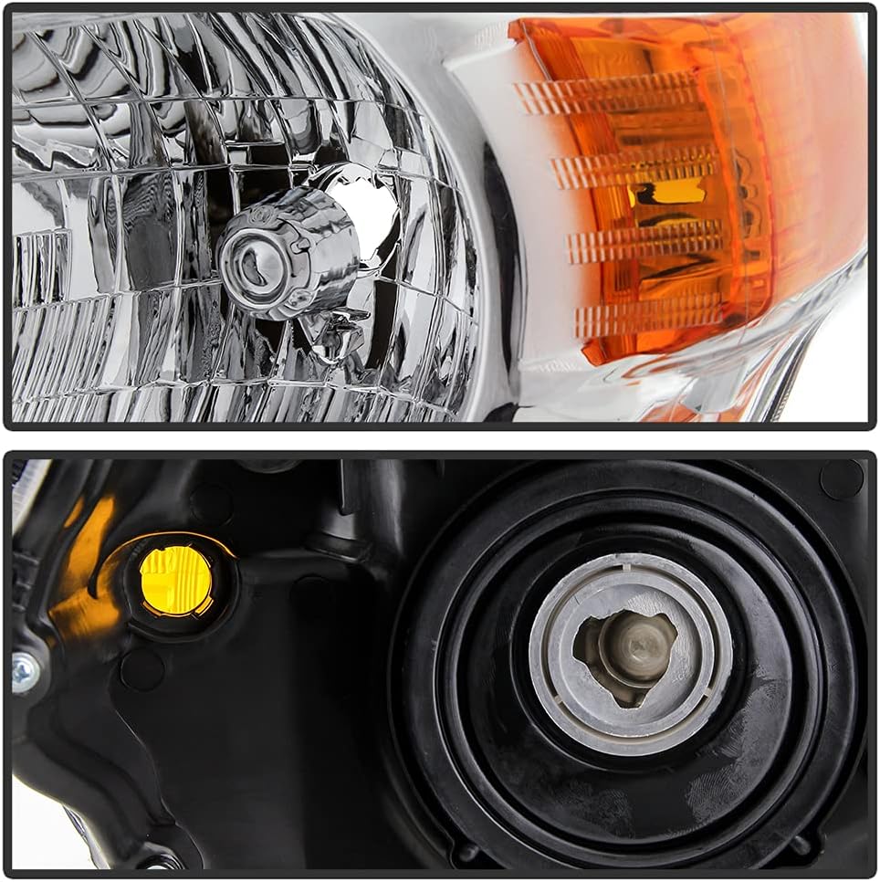 Chrome Housing Direct Replacement Headlights Pair Left+Right C901