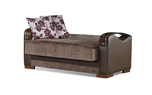 Brown Convertible Sofa Bed with Storage Space Includes 2 Pillows U660