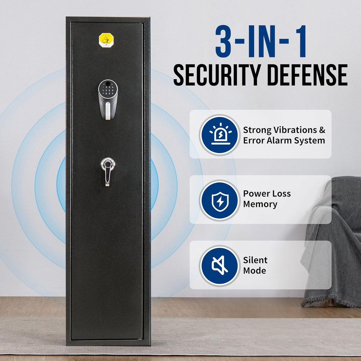 6 Long Gun Safe with Keys Keypad Wall Mount R394