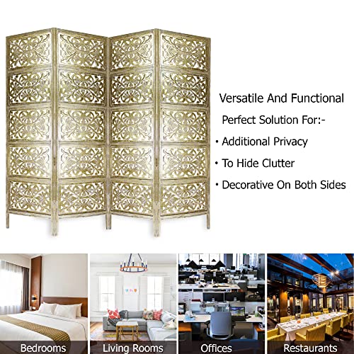 4 Panel Wooden Room Divider Screen U6418