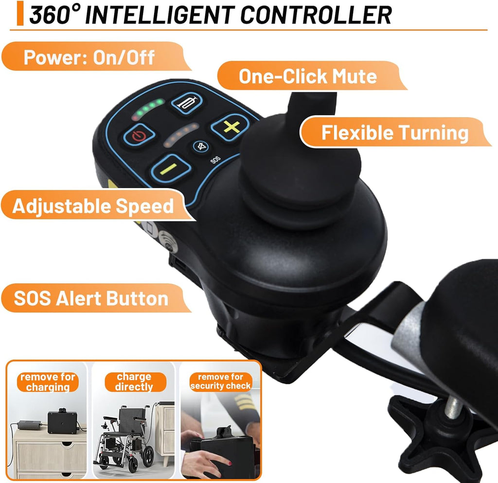 Lightweight Portable Electric Wheelchair, 33lbs, 10 Miles Range J579