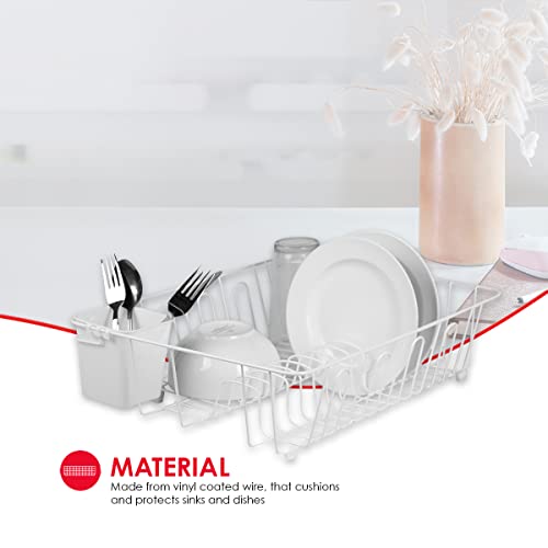 Black Vinyl Coated Wire Dish Drying Rack with Square Utensil Holder Z900934