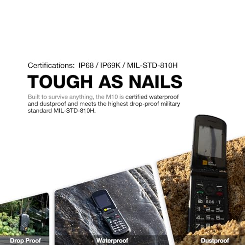 Rugged Basic Flip Phone, 4G Feature Cell Phone, Waterproof & Drop-Proof, SOS Button, Speed Dial, 98dB Speaker, Large Fonts & Big Buttons I64548