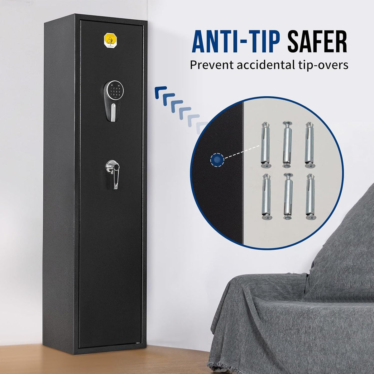 6 Long Gun Safe with Keys Keypad Wall Mount R394