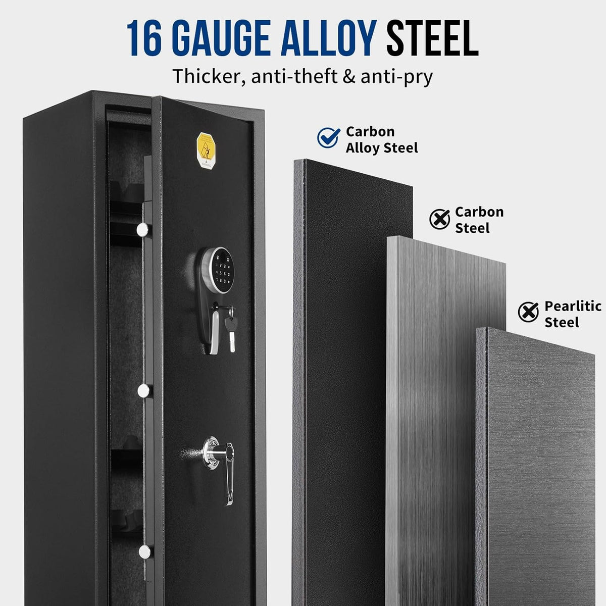 6 Long Gun Safe with Keys Keypad Wall Mount R394