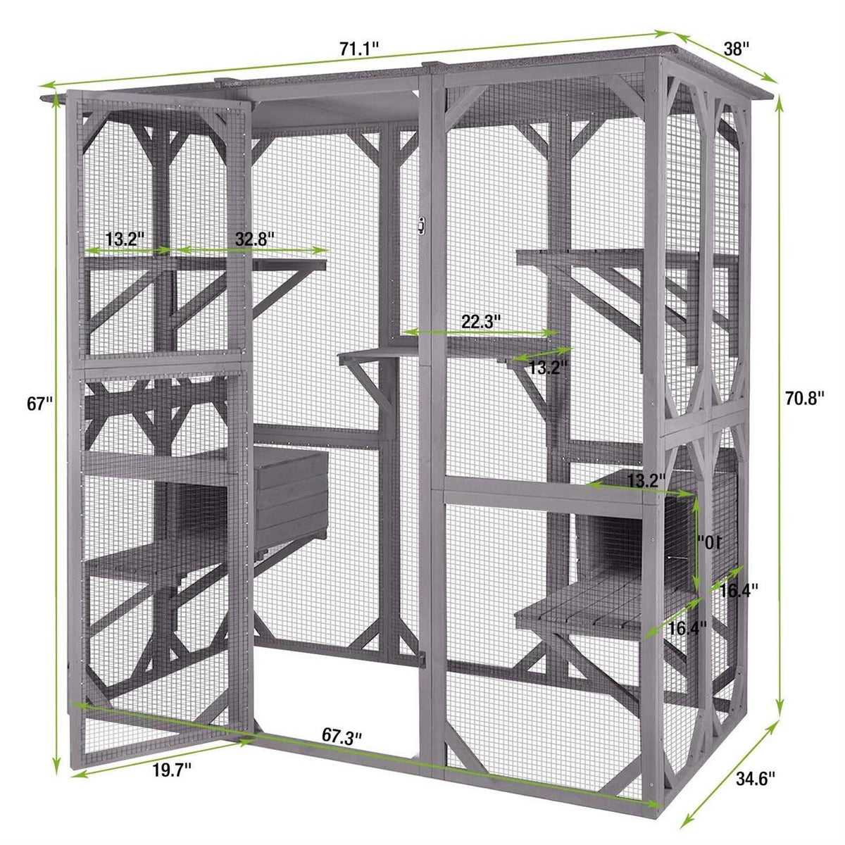 Large Cat House Outdoor Cat Enclosure M7313